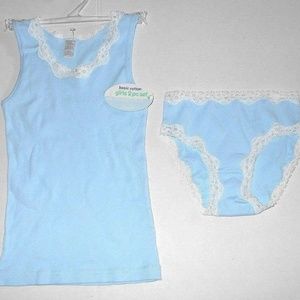 Vintage Rare 2 Pc Ribbed Lace Tank Top Panty Set